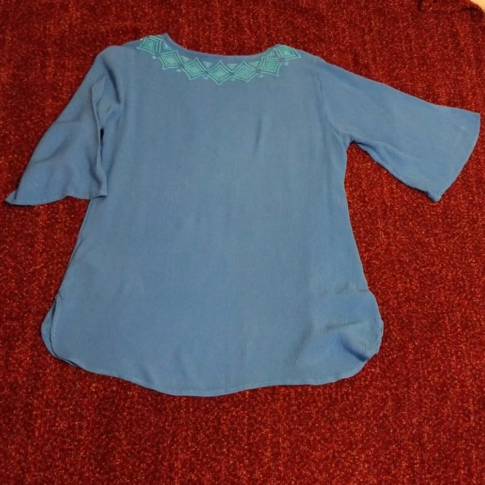 LILY PULITZER Blue Embroidered Tunic Sz S/P - Picture 7 of 8